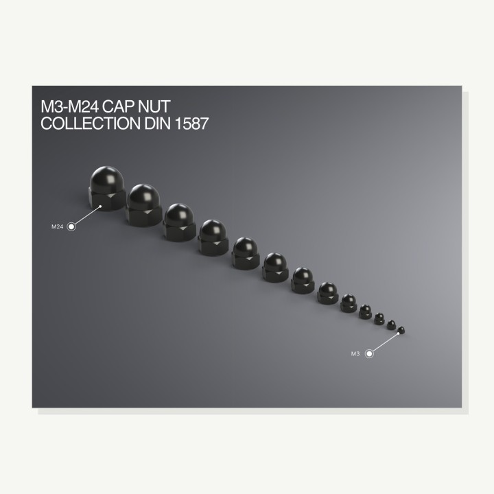 Écrou borgne imprimé M6 à M24 - lot de 4